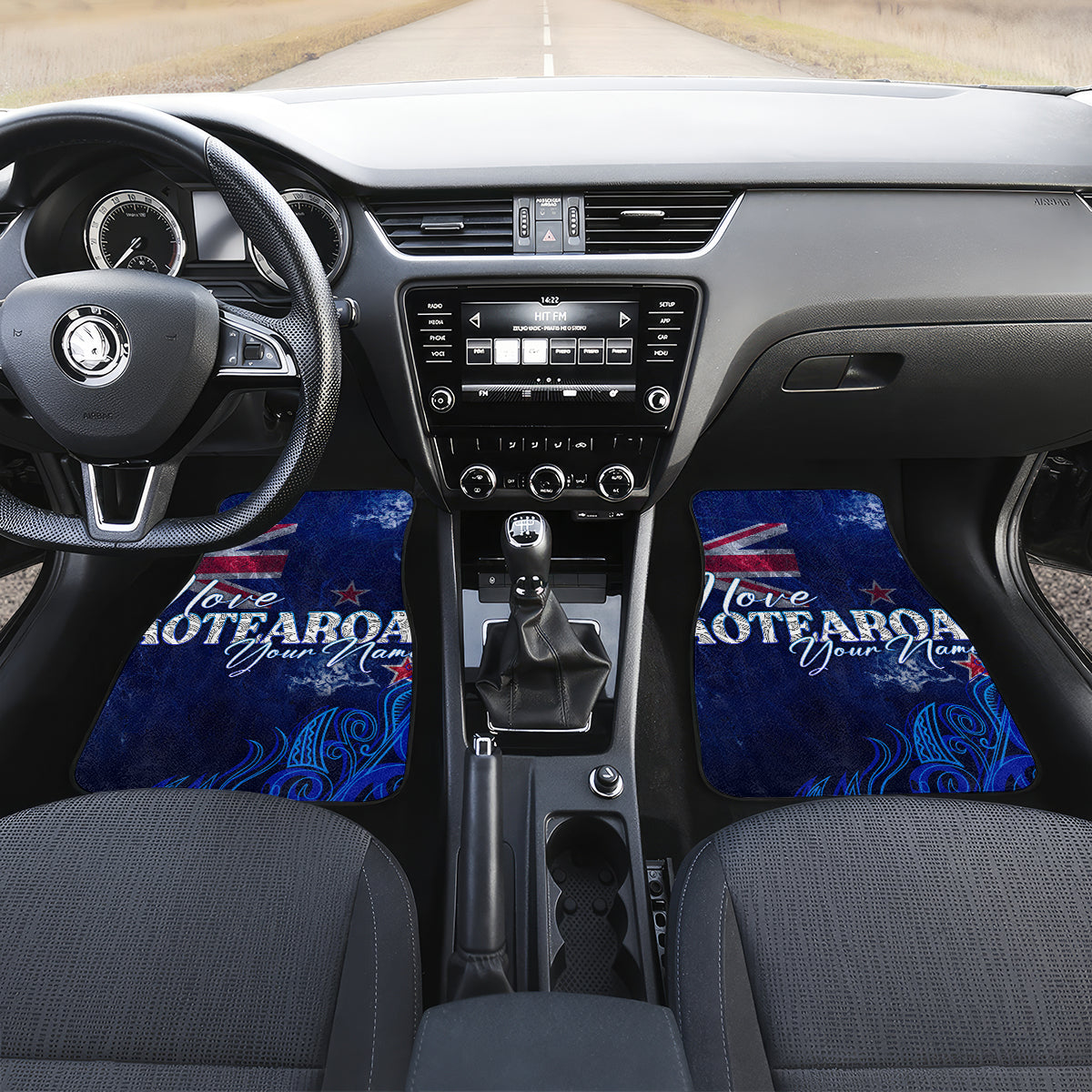Personalised New Zealand Car Mats Aotearoa Map Silver Fern - Wonder Print Shop