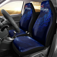 Personalised New Zealand Car Seat Cover Aotearoa Map Silver Fern - Wonder Print Shop
