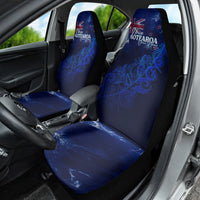 Personalised New Zealand Car Seat Cover Aotearoa Map Silver Fern - Wonder Print Shop
