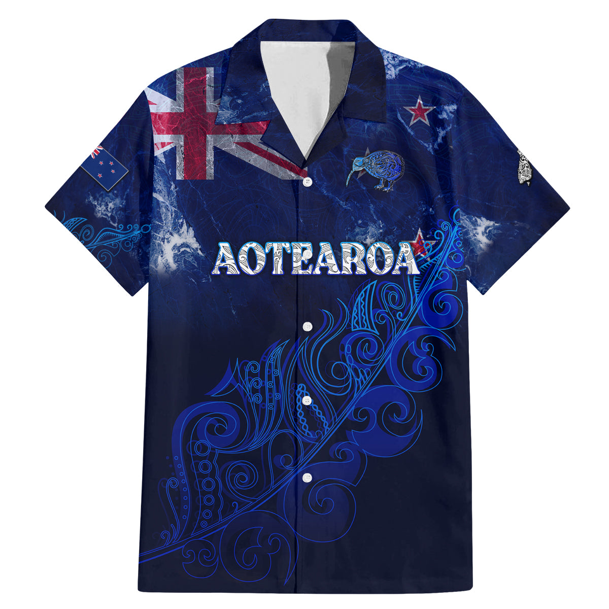 Personalised New Zealand Family Matching Mermaid Dress and Hawaiian Shirt Aotearoa Map Silver Fern - Wonder Print Shop