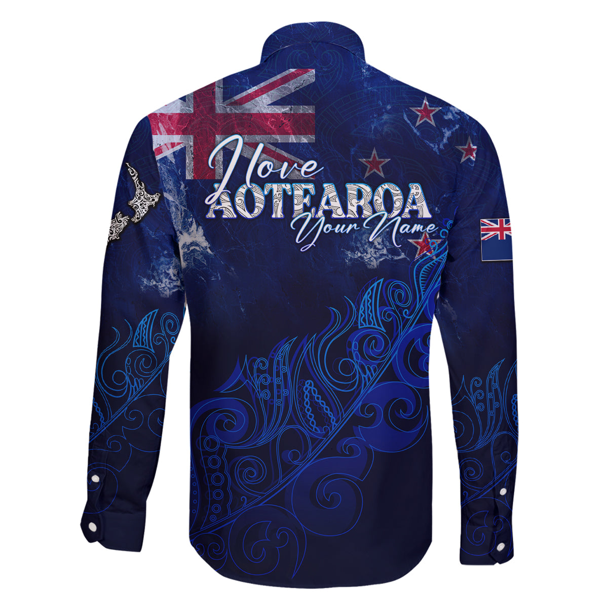 Personalised New Zealand Family Matching Puletasi Dress and Hawaiian Shirt Aotearoa Map Silver Fern - Wonder Print Shop