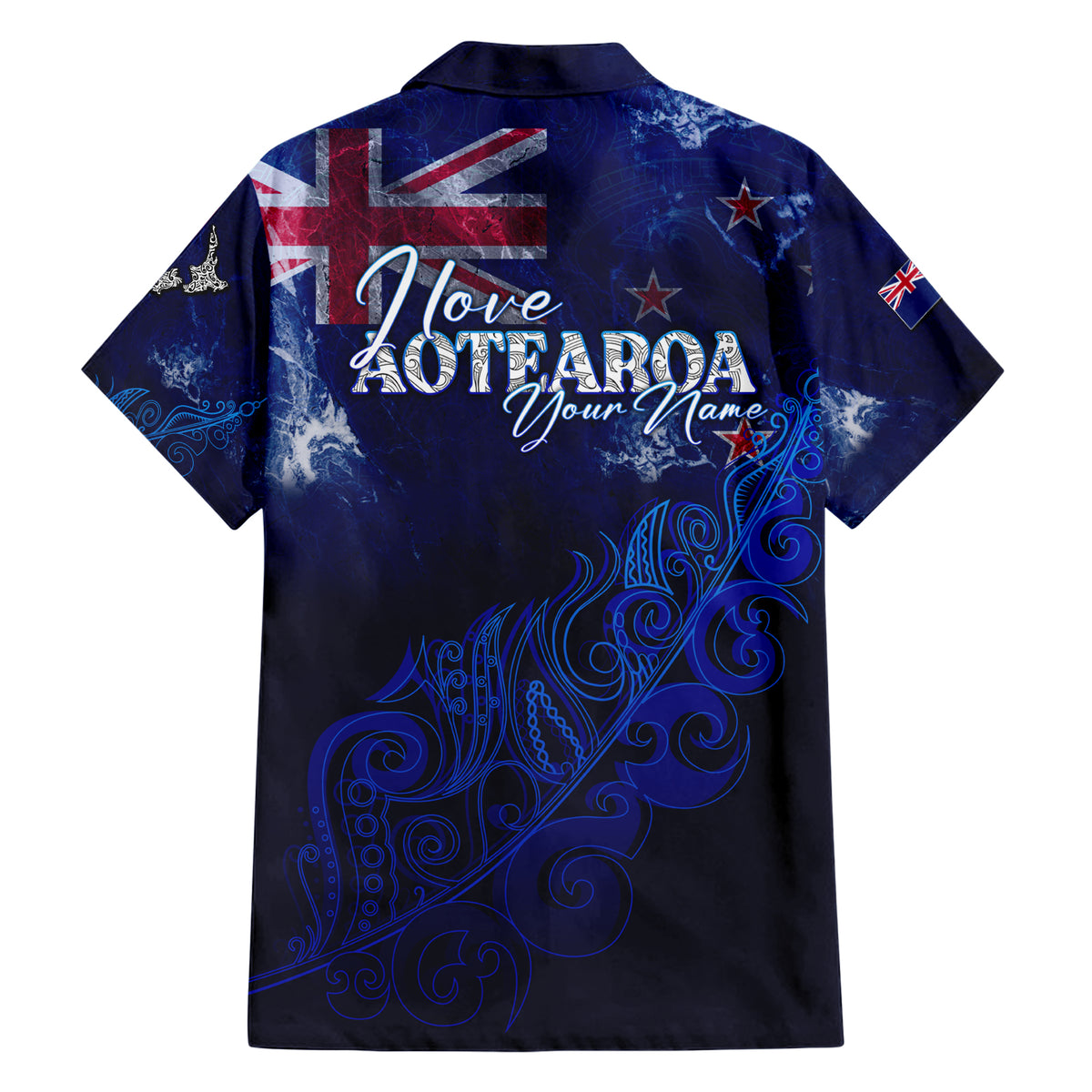 Personalised New Zealand Family Matching Short Sleeve Bodycon Dress and Hawaiian Shirt Aotearoa Map Silver Fern - Wonder Print Shop