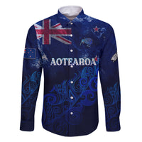 Personalised New Zealand Family Matching Summer Maxi Dress and Hawaiian Shirt Aotearoa Map Silver Fern - Wonder Print Shop