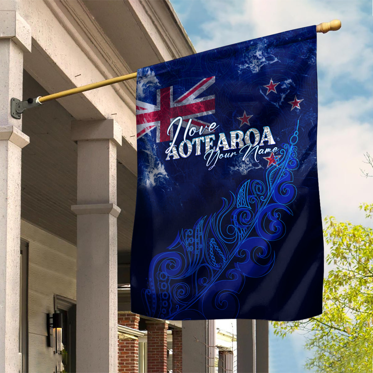 Personalised New Zealand Garden Flag Aotearoa Map Silver Fern - Wonder Print Shop