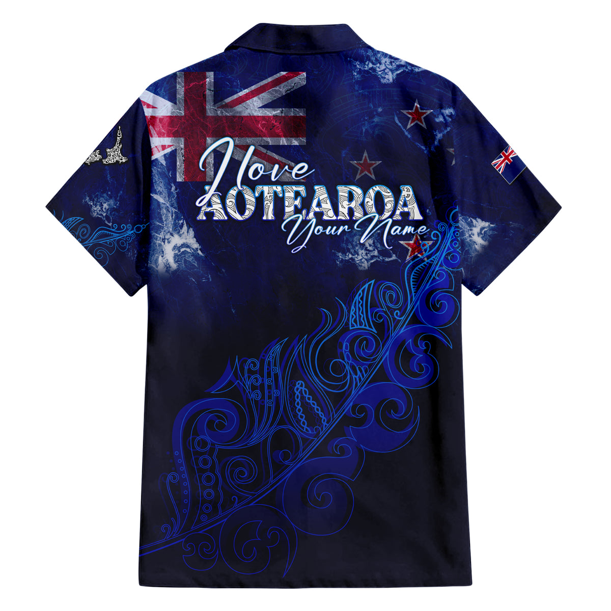 Personalised New Zealand Hawaiian Shirt Aotearoa Map Silver Fern - Wonder Print Shop