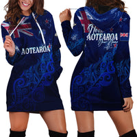 Personalised New Zealand Hoodie Dress Aotearoa Map Silver Fern - Wonder Print Shop