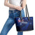 Personalised New Zealand Leather Tote Bag Aotearoa Map Silver Fern - Wonder Print Shop