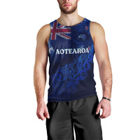 Personalised New Zealand Men Tank Top Aotearoa Map Silver Fern - Wonder Print Shop
