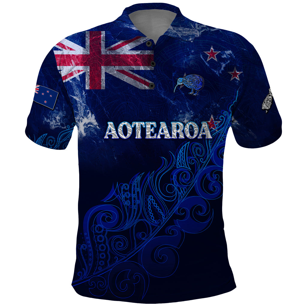 Personalised New Zealand Polo Shirt Aotearoa Map Silver Fern - Wonder Print Shop