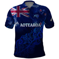 Personalised New Zealand Polo Shirt Aotearoa Map Silver Fern - Wonder Print Shop