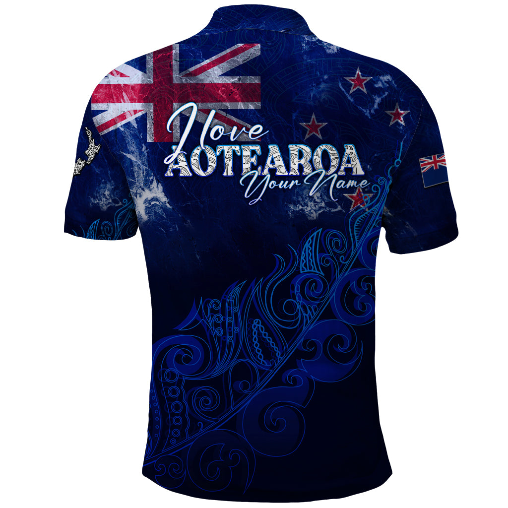 Personalised New Zealand Polo Shirt Aotearoa Map Silver Fern - Wonder Print Shop