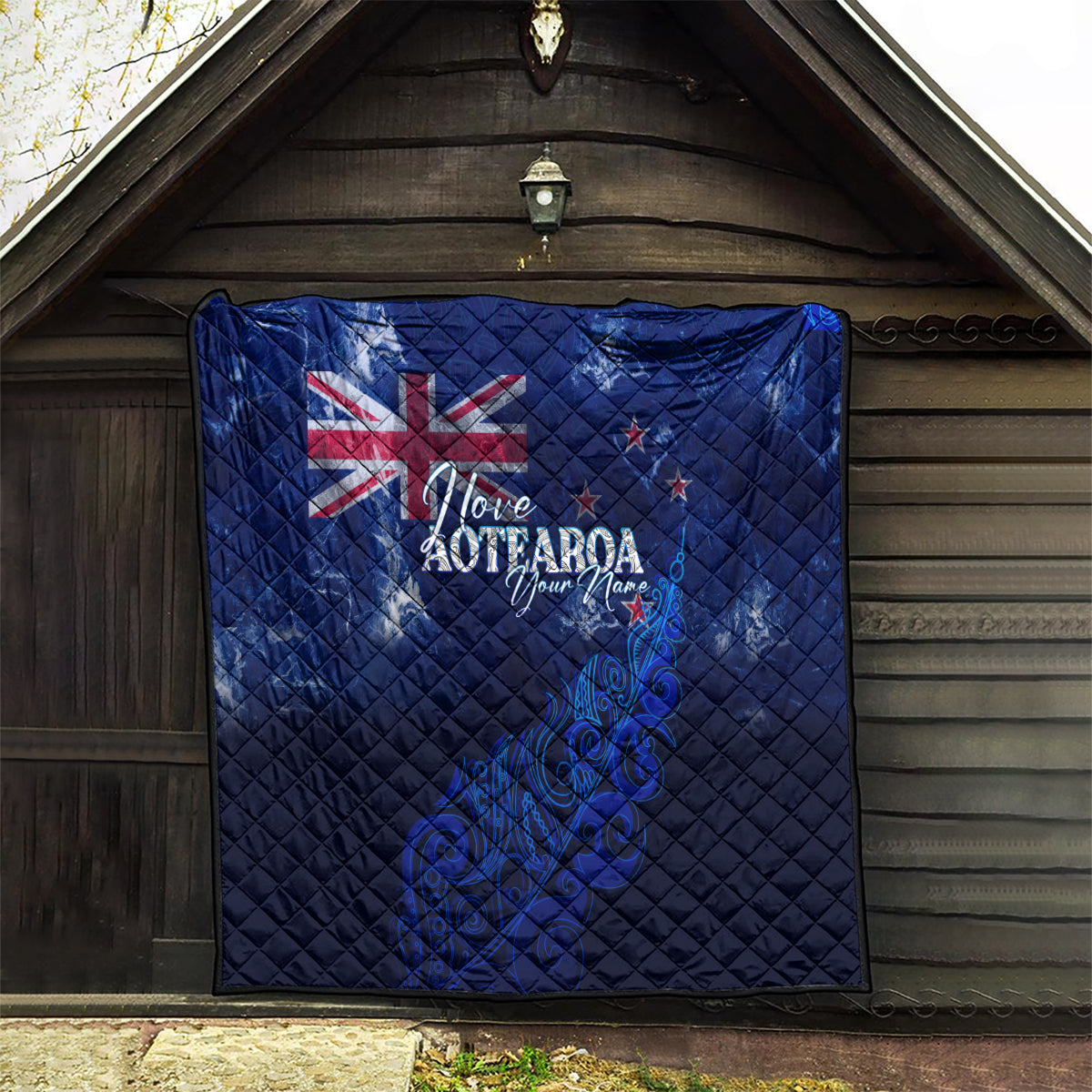 Personalised New Zealand Quilt Aotearoa Map Silver Fern - Wonder Print Shop