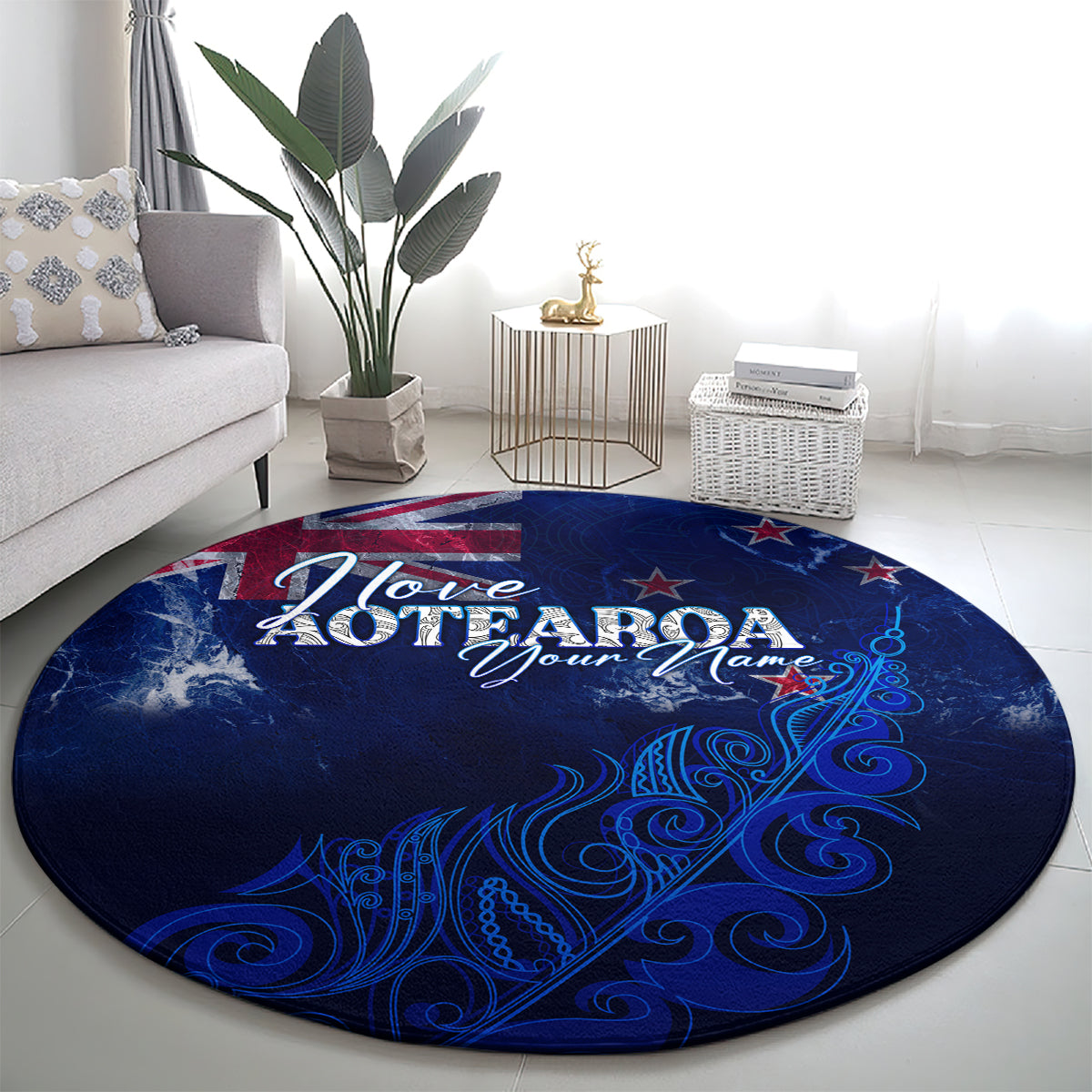 personalised-new-zealand-round-carpet-aotearoa-map-silver-fern