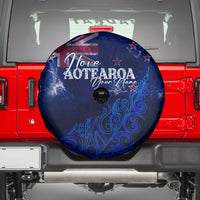 Personalised New Zealand Spare Tire Cover Aotearoa Map Silver Fern - Wonder Print Shop