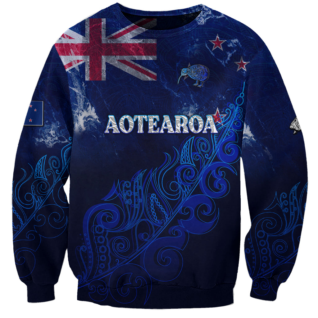 Personalised New Zealand Sweatshirt Aotearoa Map Silver Fern - Wonder Print Shop
