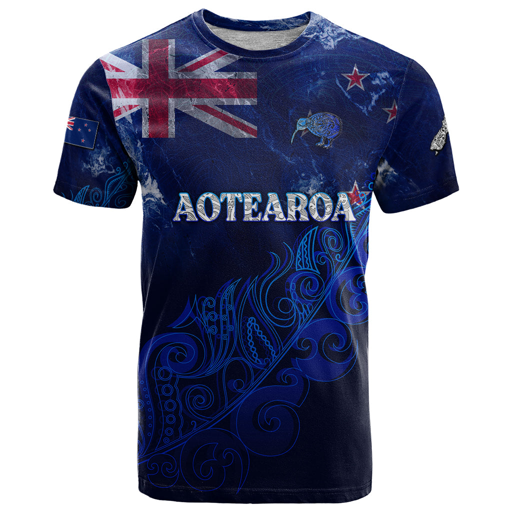 Personalised New Zealand T Shirt Aotearoa Map Silver Fern - Wonder Print Shop