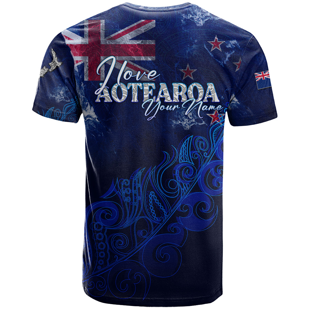 Personalised New Zealand T Shirt Aotearoa Map Silver Fern - Wonder Print Shop