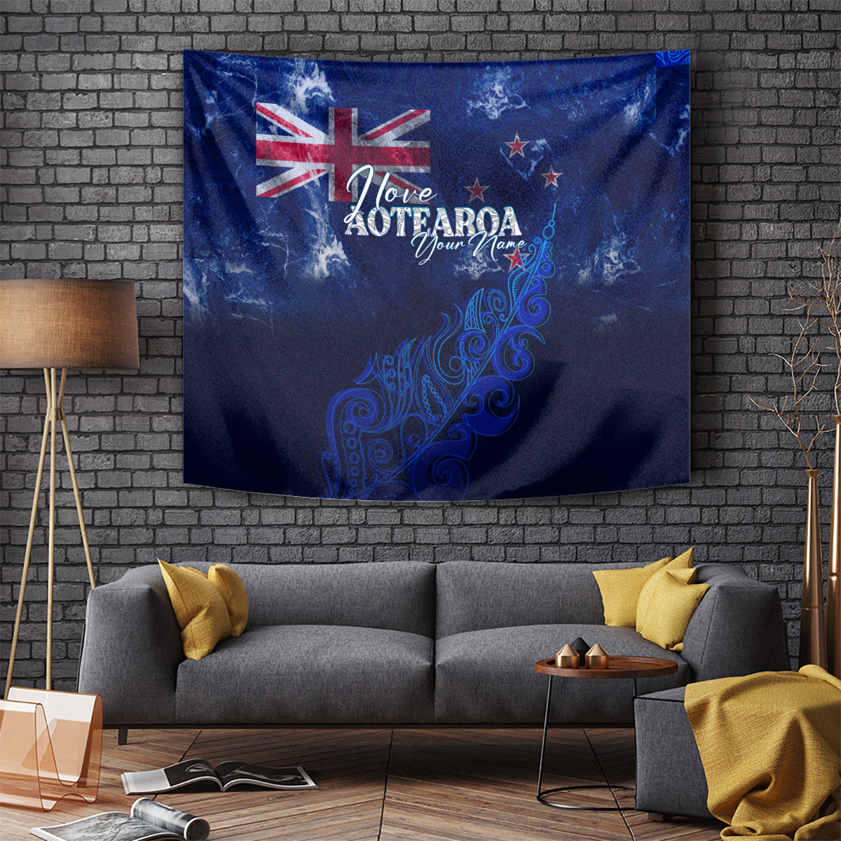 Personalised New Zealand Tapestry Aotearoa Map Silver Fern - Wonder Print Shop