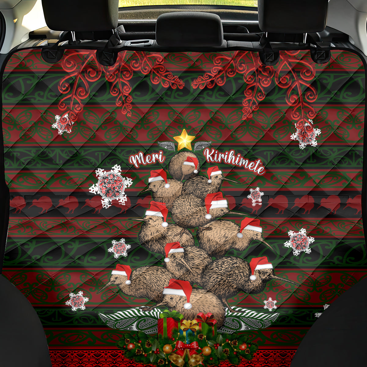 Meri Kirihimete New Zealand Back Car Seat Cover Christmas Kiwi Maori - Wonder Print Shop