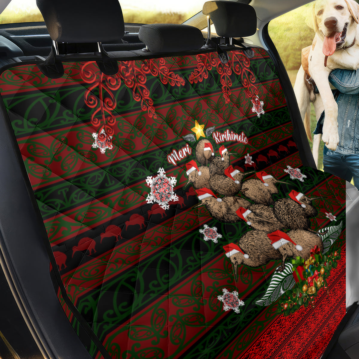 Meri Kirihimete New Zealand Back Car Seat Cover Christmas Kiwi Maori - Wonder Print Shop