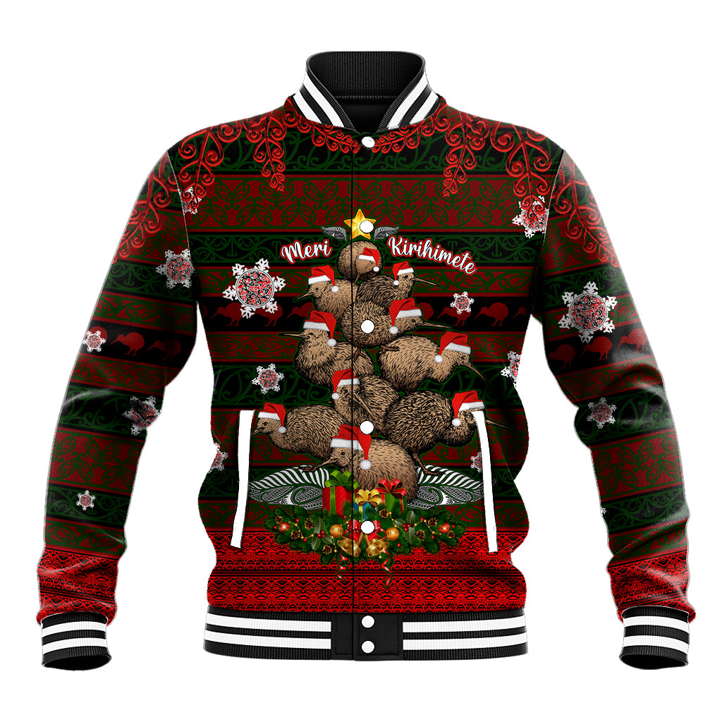 Meri Kirihimete New Zealand Baseball Jacket Christmas Kiwi Maori - Wonder Print Shop