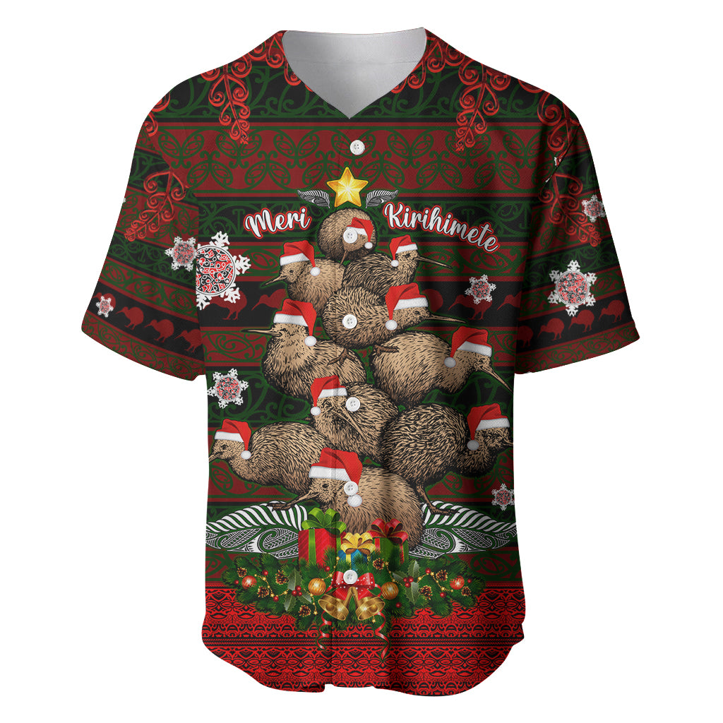 Meri Kirihimete New Zealand Baseball Jersey Christmas Kiwi Maori - Wonder Print Shop