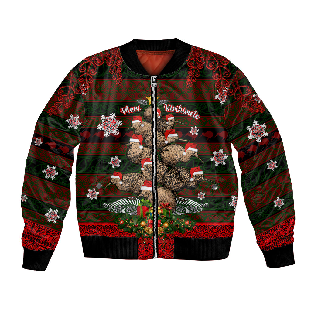 Meri Kirihimete New Zealand Bomber Jacket Christmas Kiwi Maori - Wonder Print Shop