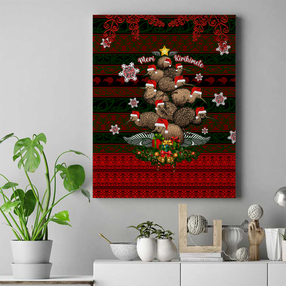 Meri Kirihimete New Zealand Canvas Wall Art Christmas Kiwi Maori - Wonder Print Shop