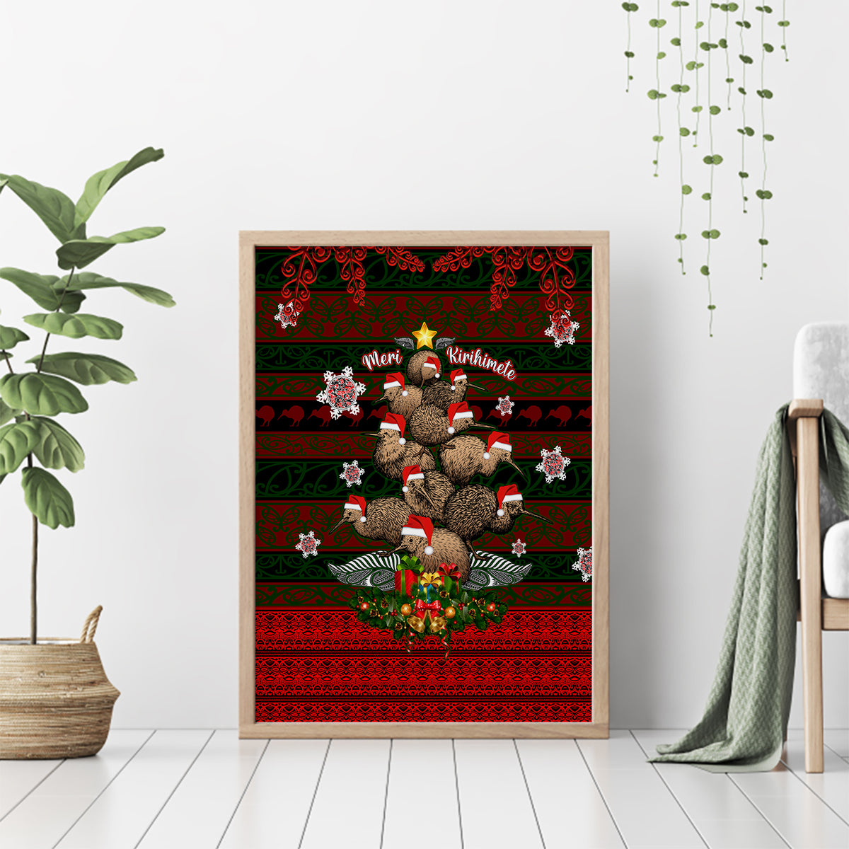 Meri Kirihimete New Zealand Canvas Wall Art Christmas Kiwi Maori - Wonder Print Shop