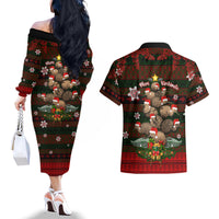 Meri Kirihimete New Zealand Couples Matching Off The Shoulder Long Sleeve Dress and Hawaiian Shirt Christmas Kiwi Maori - Wonder Print Shop