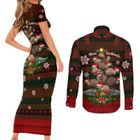 Meri Kirihimete New Zealand Couples Matching Short Sleeve Bodycon Dress and Long Sleeve Button Shirts Christmas Kiwi Maori - Wonder Print Shop