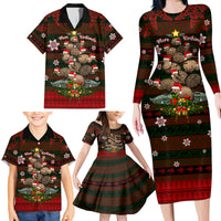 Meri Kirihimete New Zealand Family Matching Long Sleeve Bodycon Dress and Hawaiian Shirt Christmas Kiwi Maori - Wonder Print Shop
