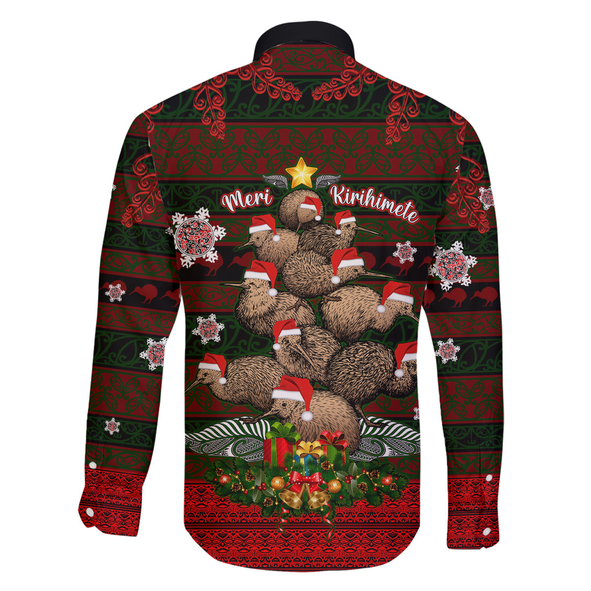 Meri Kirihimete New Zealand Family Matching Off Shoulder Long Sleeve Dress and Hawaiian Shirt Christmas Kiwi Maori - Wonder Print Shop