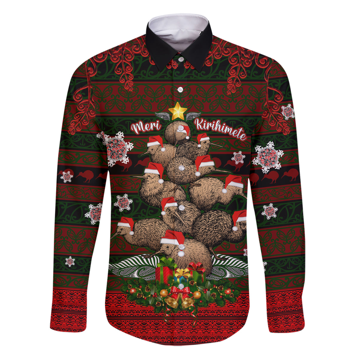 Meri Kirihimete New Zealand Family Matching Short Sleeve Bodycon Dress and Hawaiian Shirt Christmas Kiwi Maori - Wonder Print Shop