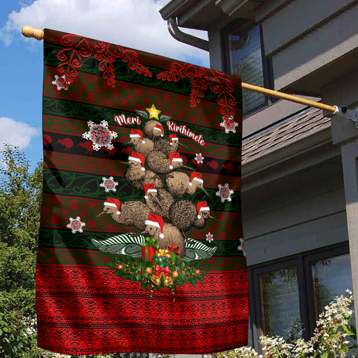 Meri Kirihimete New Zealand Garden Flag Christmas Kiwi Maori - Wonder Print Shop