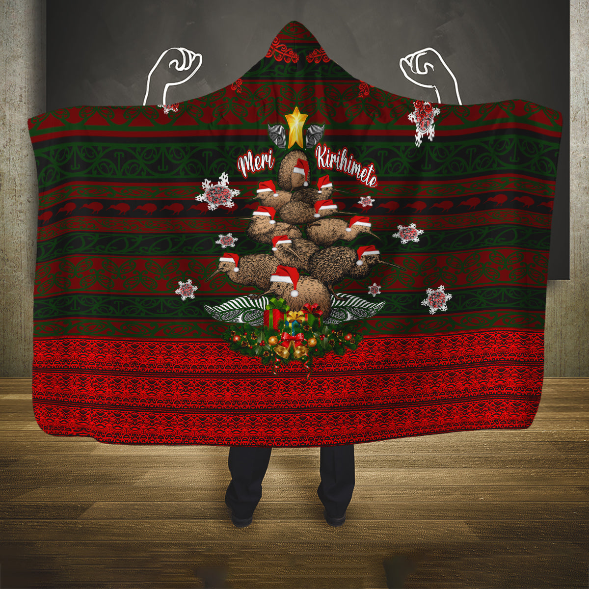 meri-kirihimete-new-zealand-hooded-blanket-christmas-kiwi-maori