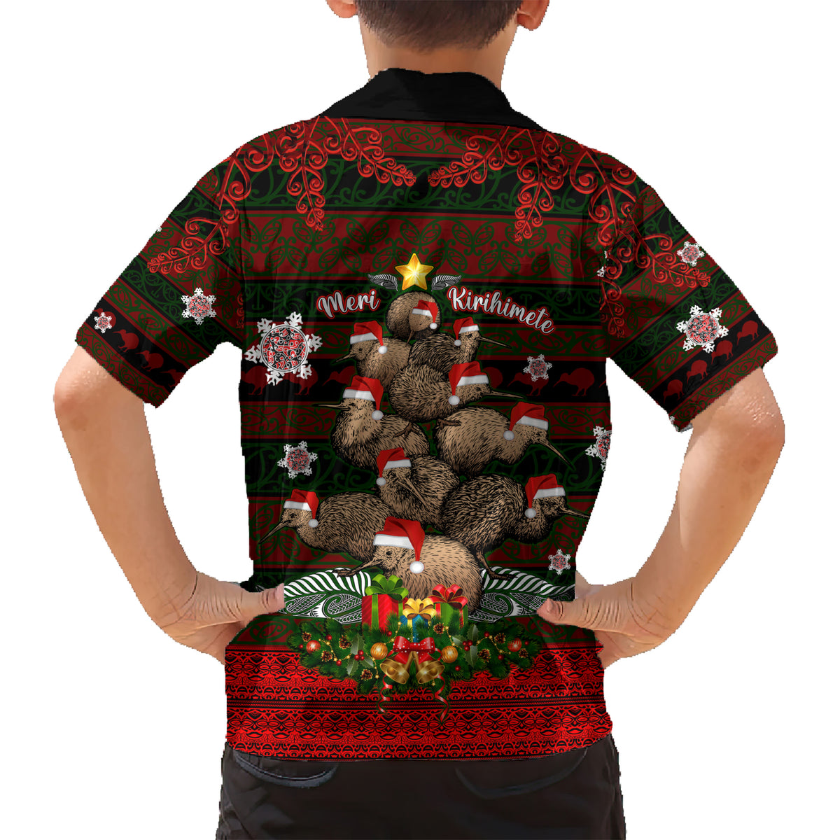 Meri Kirihimete New Zealand Kid Hawaiian Shirt Christmas Kiwi Maori - Wonder Print Shop