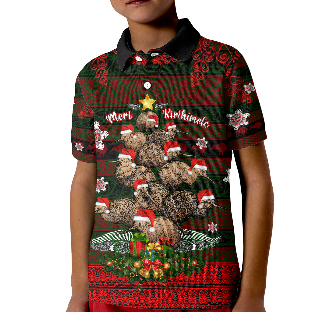 Meri Kirihimete New Zealand Kid Polo Shirt Christmas Kiwi Maori - Wonder Print Shop