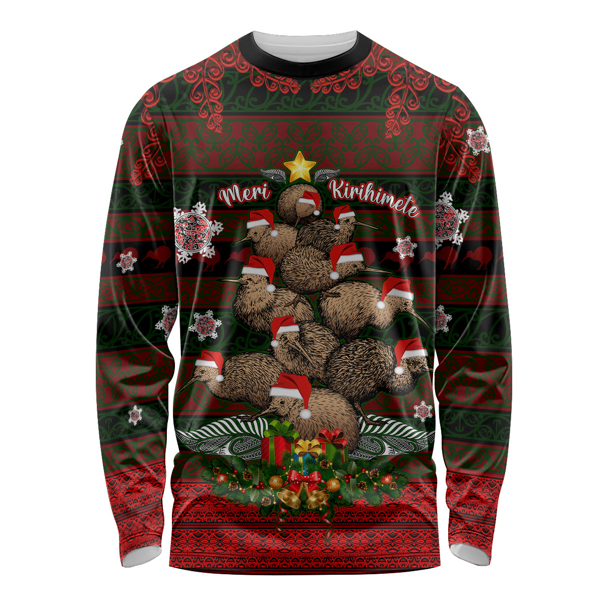 Meri Kirihimete New Zealand Long Sleeve Shirt Christmas Kiwi Maori - Wonder Print Shop
