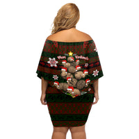 Meri Kirihimete New Zealand Off Shoulder Short Dress Christmas Kiwi Maori - Wonder Print Shop