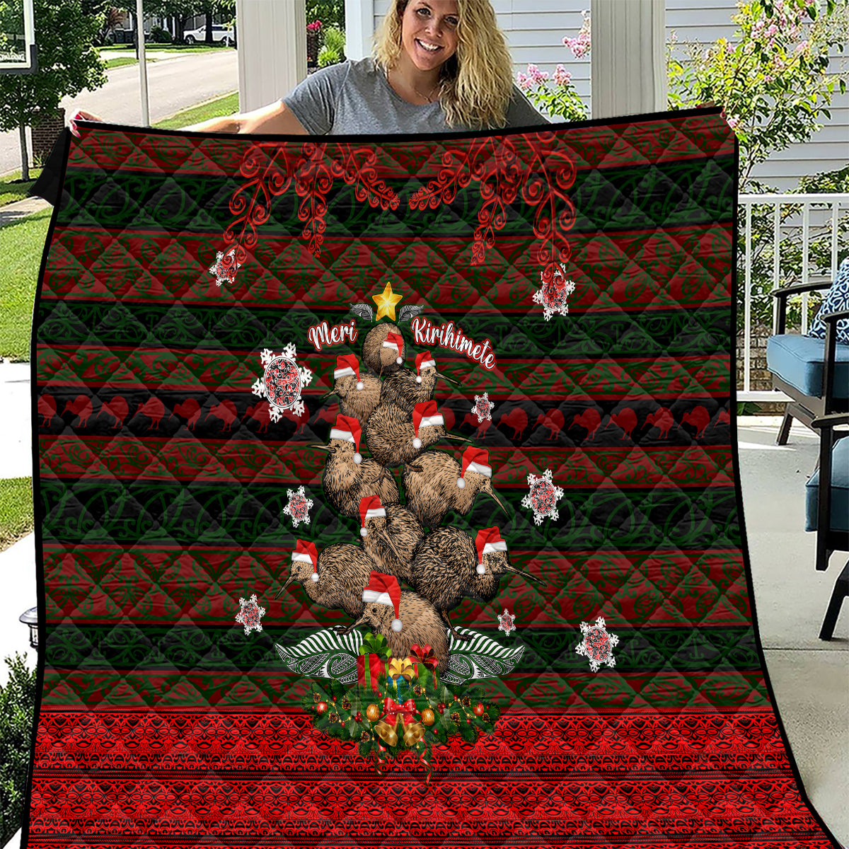 Meri Kirihimete New Zealand Quilt Christmas Kiwi Maori - Wonder Print Shop