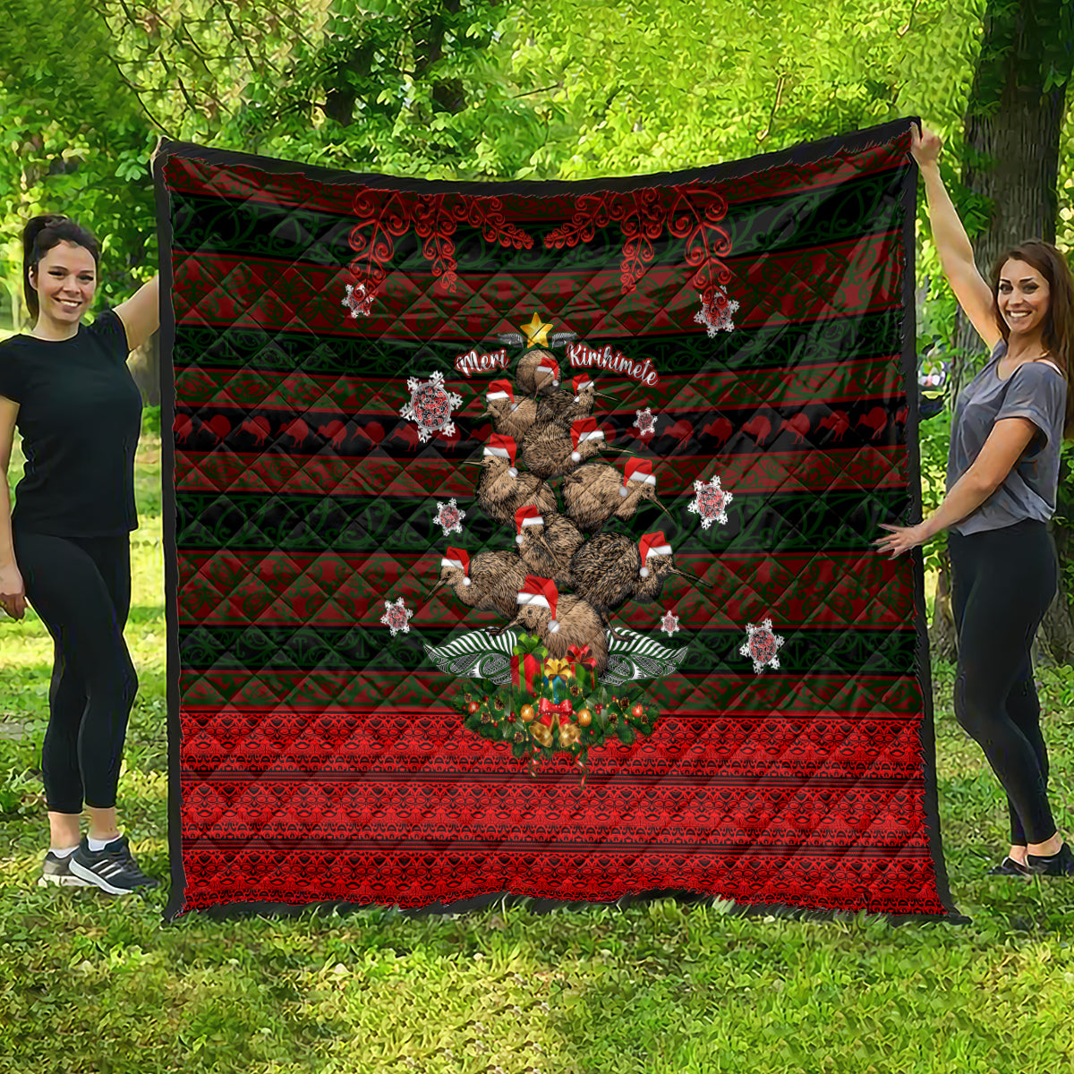 Meri Kirihimete New Zealand Quilt Christmas Kiwi Maori - Wonder Print Shop