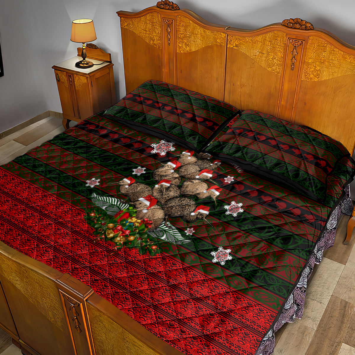 Meri Kirihimete New Zealand Quilt Bed Set Christmas Kiwi Maori - Wonder Print Shop