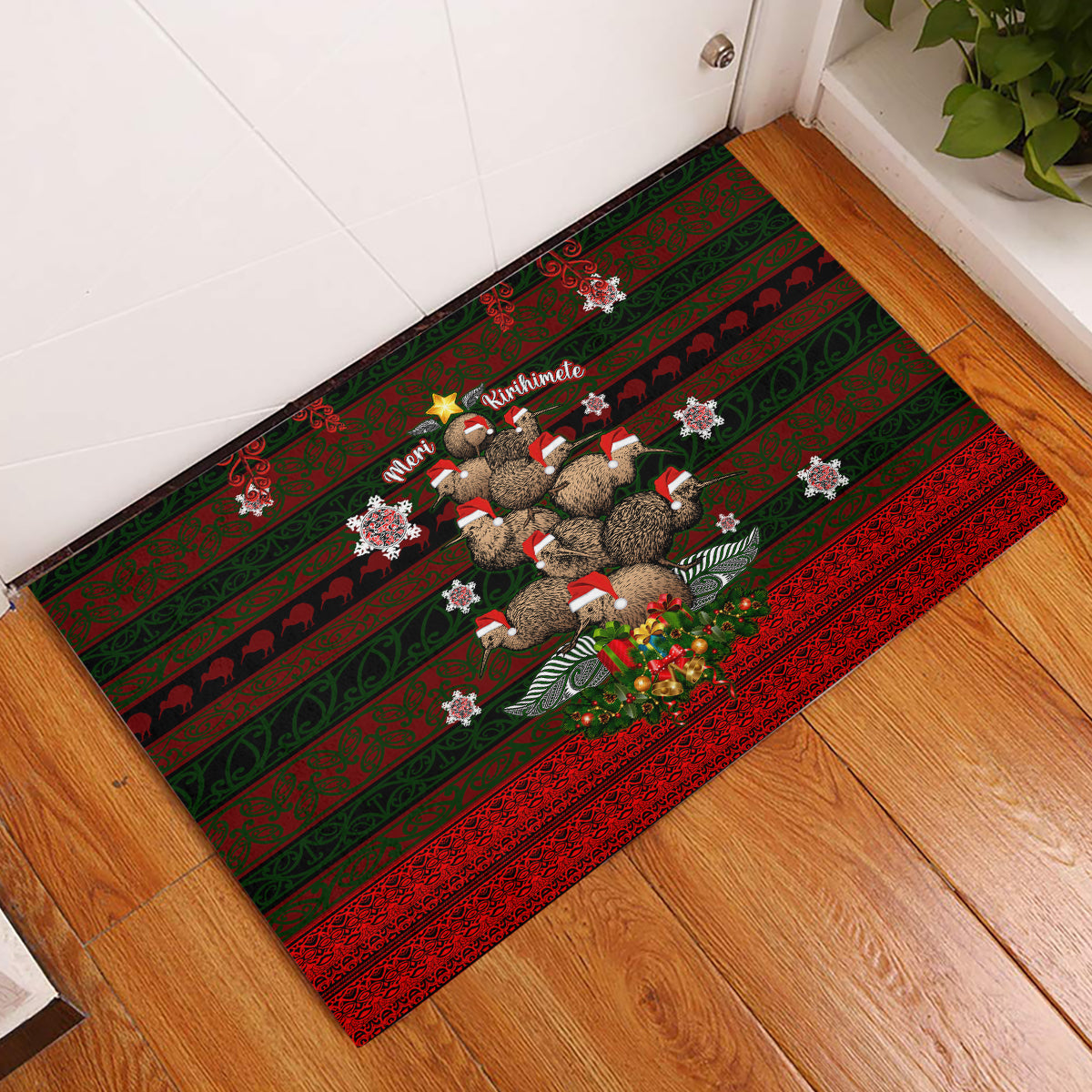 Meri Kirihimete New Zealand Rubber Doormat Christmas Kiwi Maori - Wonder Print Shop