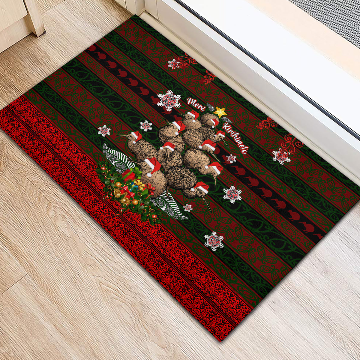 Meri Kirihimete New Zealand Rubber Doormat Christmas Kiwi Maori - Wonder Print Shop