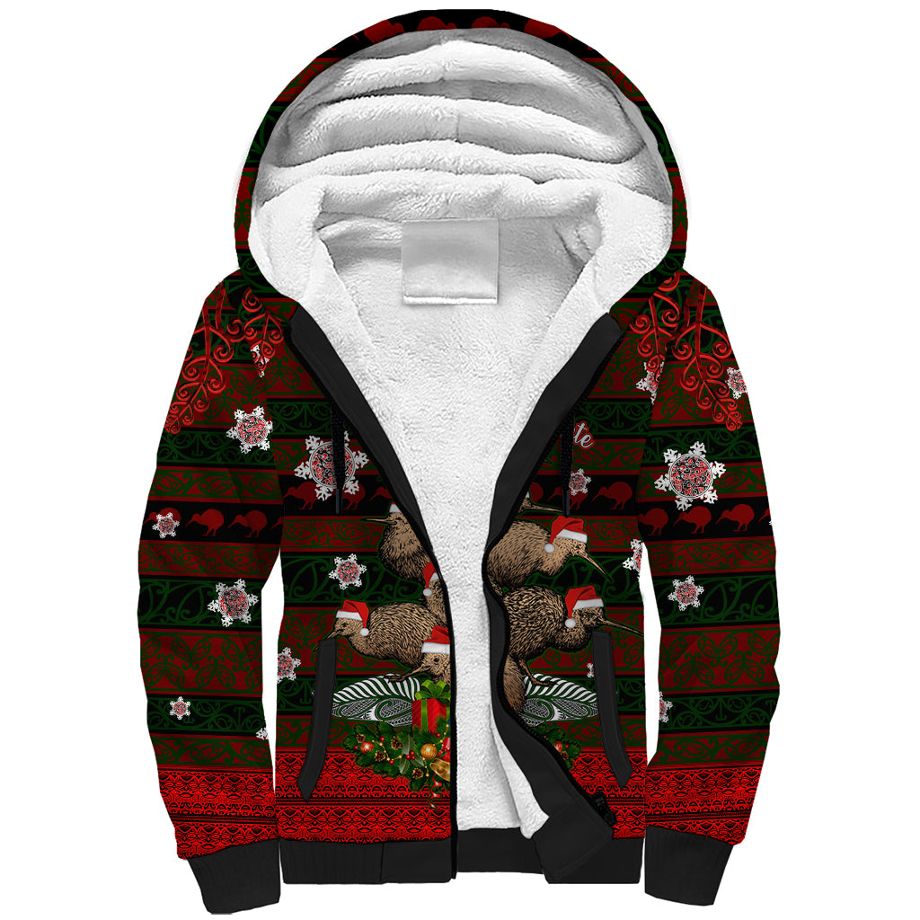 Meri Kirihimete New Zealand Sherpa Hoodie Christmas Kiwi Maori - Wonder Print Shop