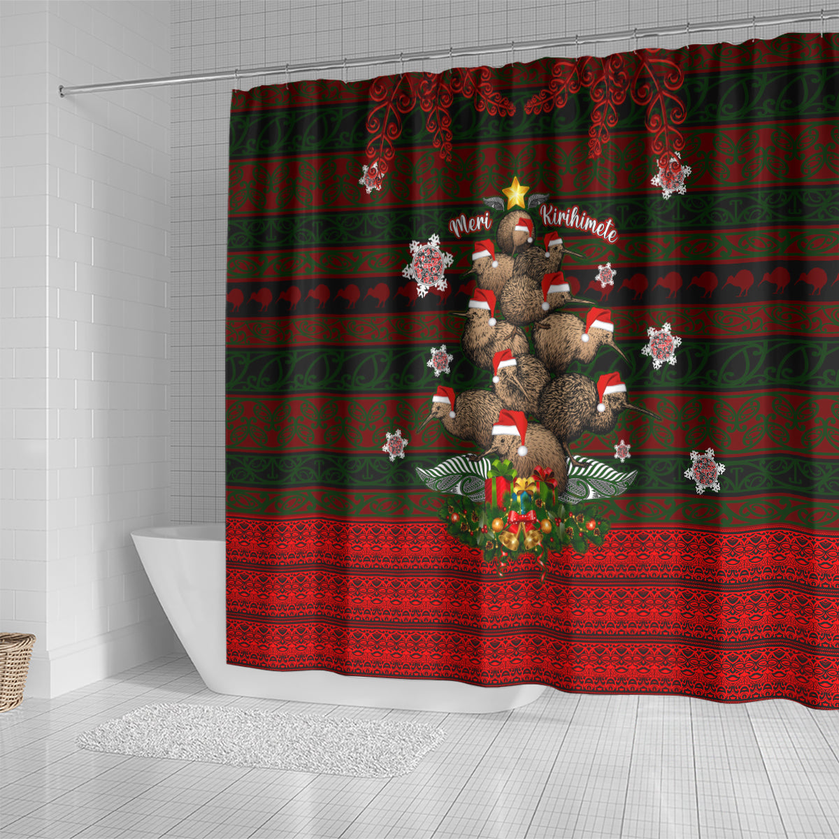 meri-kirihimete-new-zealand-shower-curtain-christmas-kiwi-maori