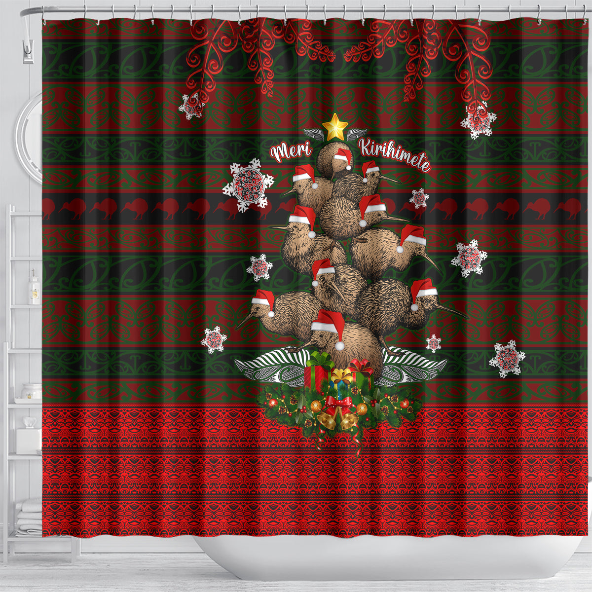 meri-kirihimete-new-zealand-shower-curtain-christmas-kiwi-maori