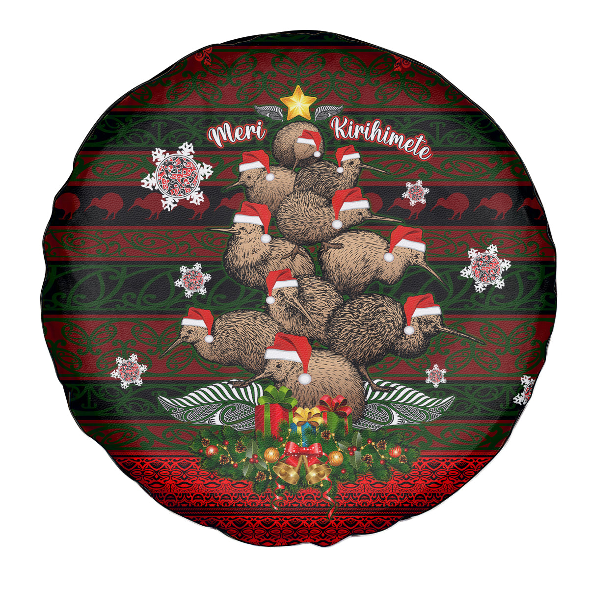 Meri Kirihimete New Zealand Spare Tire Cover Christmas Kiwi Maori - Wonder Print Shop