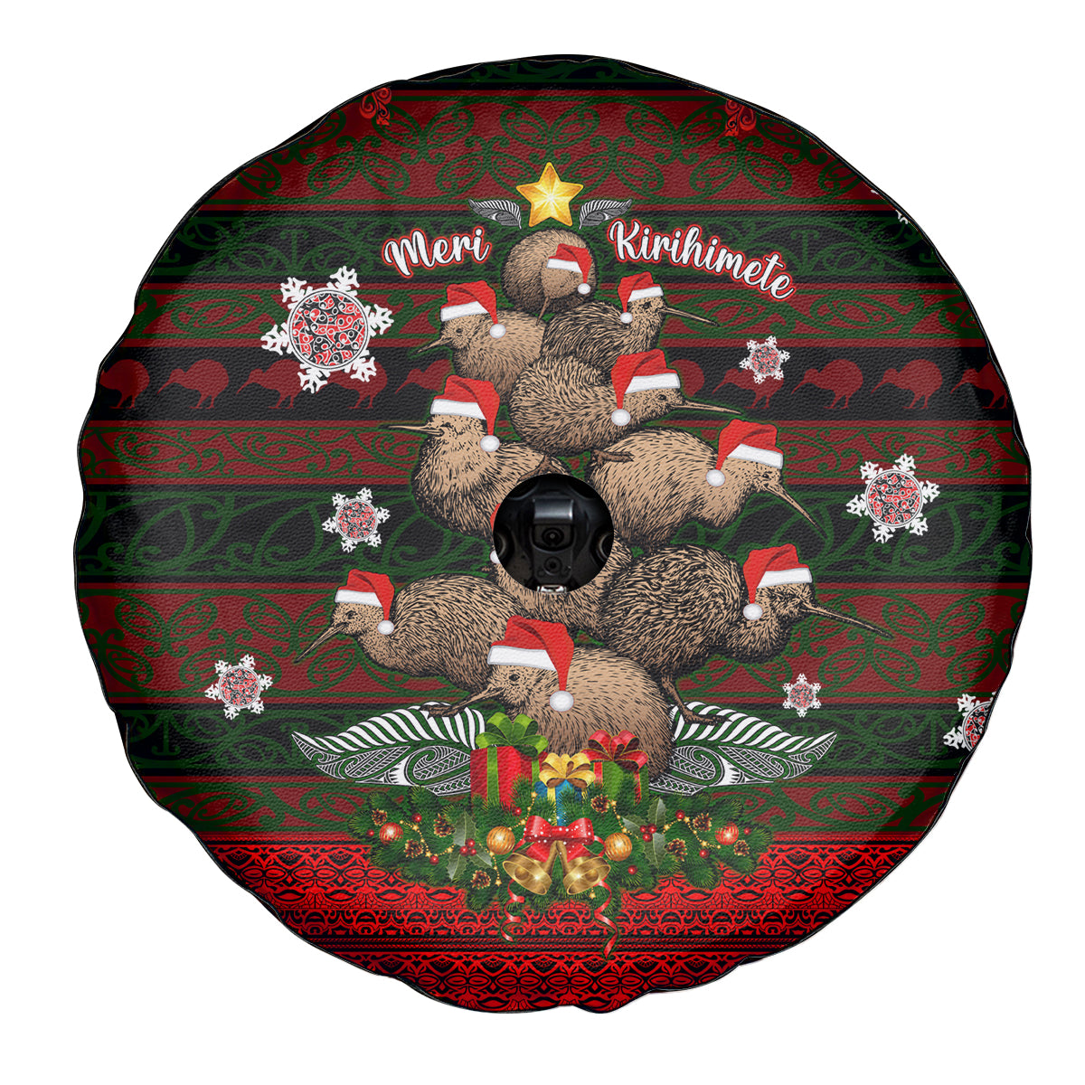 Meri Kirihimete New Zealand Spare Tire Cover Christmas Kiwi Maori - Wonder Print Shop